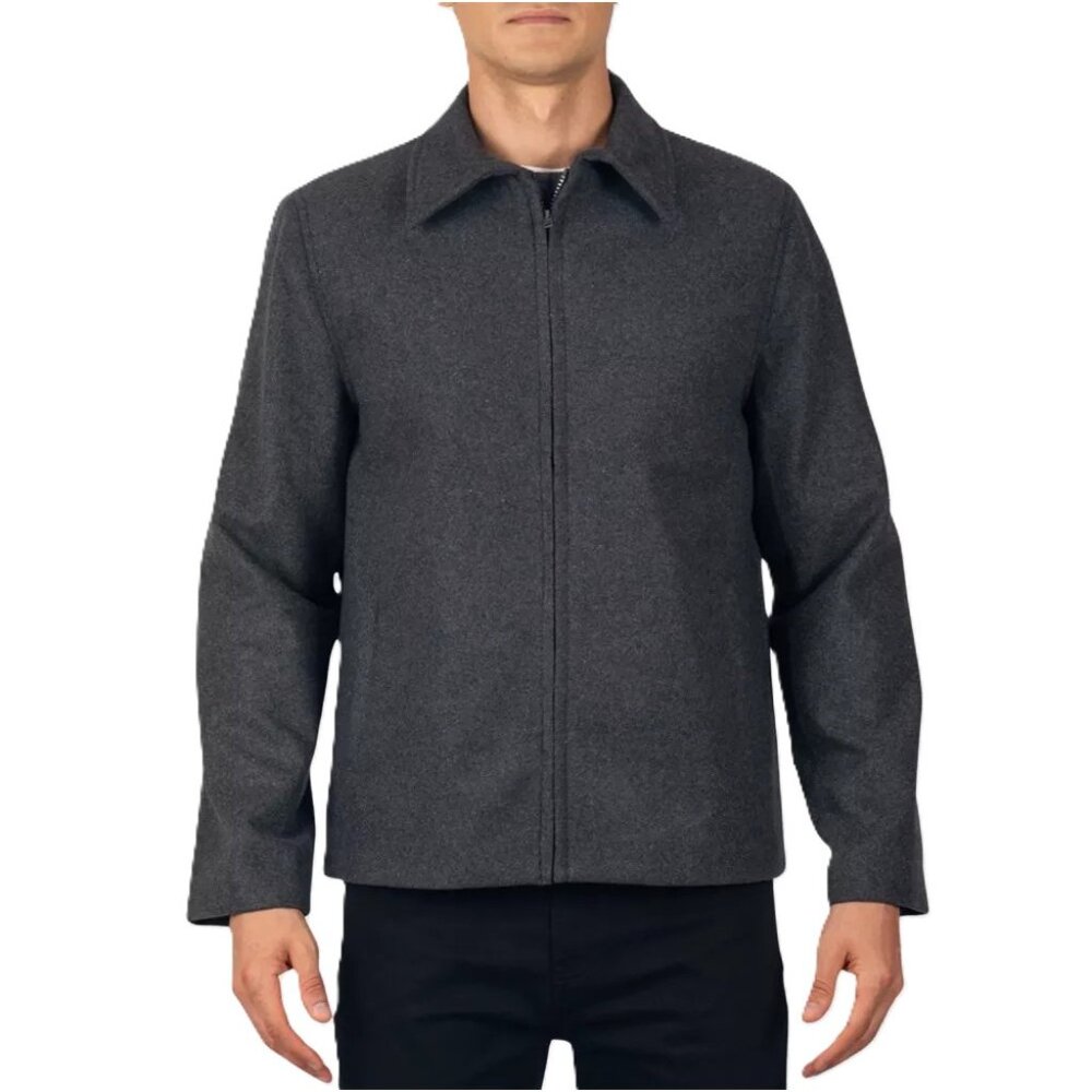 Alpine Swiss Grant Wool Blend Gray Full Zip Bomber Jacket -- Medium 36/38 NWOT - Picture 2 of 8